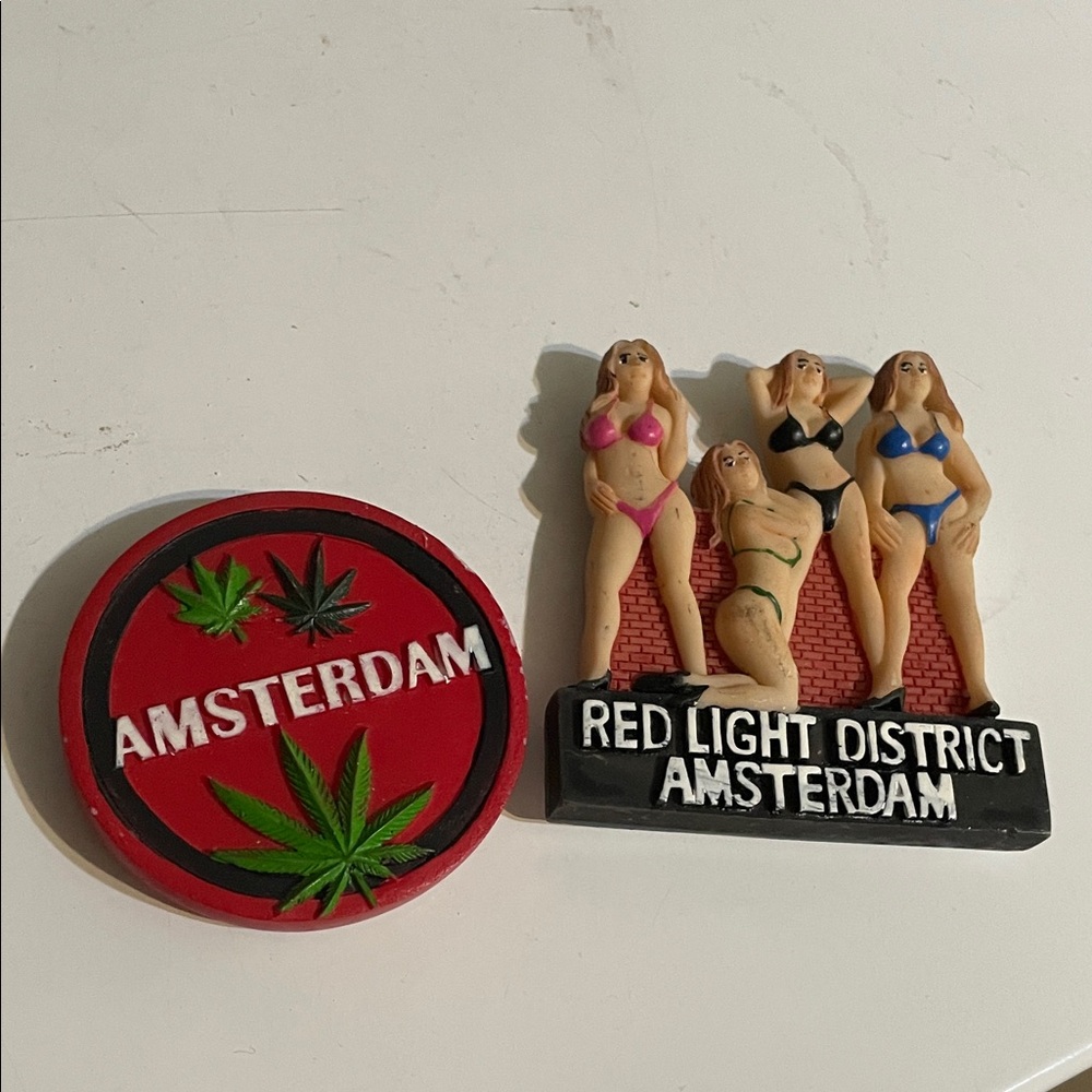 Amsterdam Red and Multicolor Decorative Set Fridge Magnets